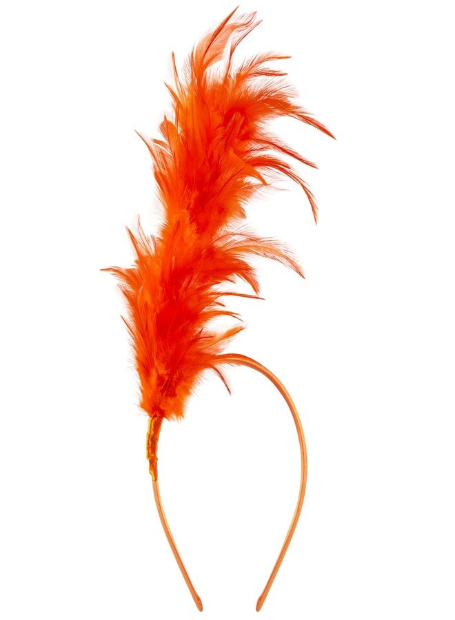 GHGMAO Feather Headband Fascinator for Women Halloween Christmas Cocktail Tea Party 20s 50s 80s Headband Hat (Orange) - Image 4